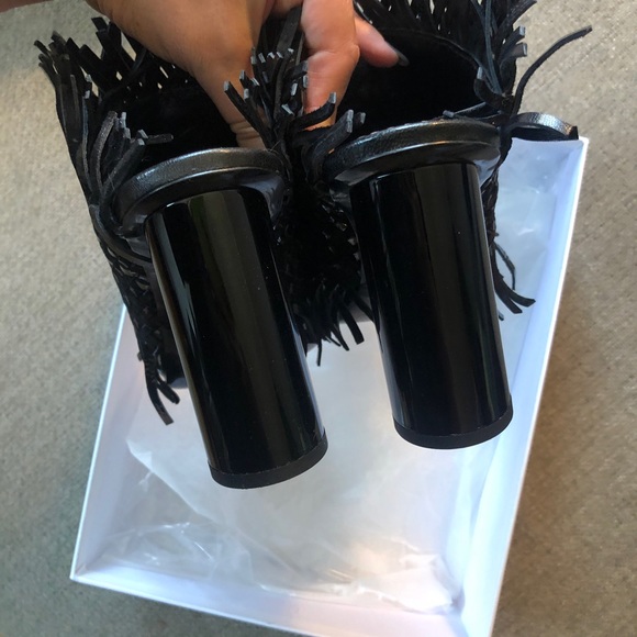 Proenza Schouler Black Woven Fringe Mules Sandals 38 - Picture 4 of 7